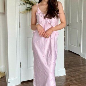 Wild Fable Butterfly Embroidered Ruffle Maxi Dress | S